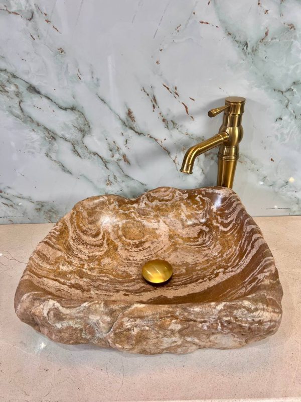 Layered Sandstone River Vanity Bowl – Earthform Elegance