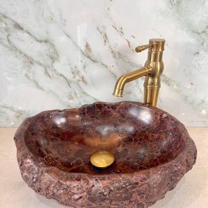 Polished Red Jasper Stone Vanity Bowl – Bold Earth Luxury