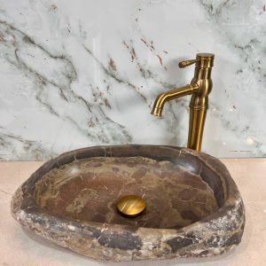 Natural Earthtone River Stone Vanity Bowl – Rustic Harmony