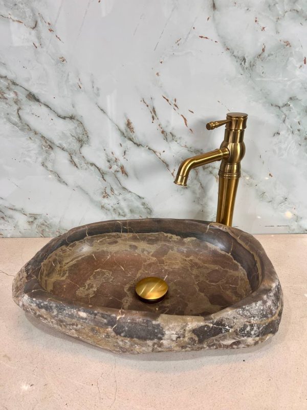 Natural Earthtone River Stone Vanity Bowl – Rustic Harmony