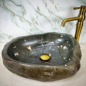 Dark Forest Jasper Vanity Bowl – Earthborn Elegance with Crystal Inlays