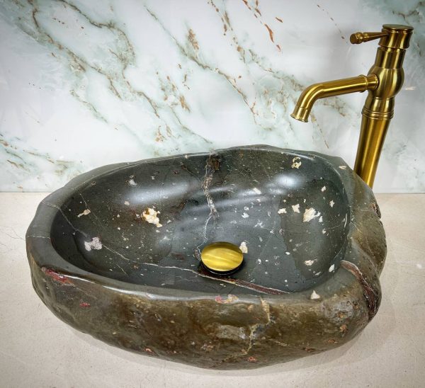 Dark Forest Jasper Vanity Bowl – Earthborn Elegance with Crystal Inlays